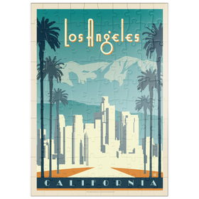 Darstellung des Puzzle Motivs Los Angeles Skyline, Vintage Poster - Puzzleteile: 100