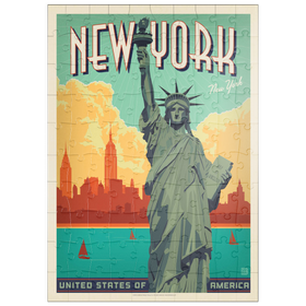 Darstellung des Puzzle-Motivs New York City: Lady Liberty, Vintage Poster – Puzzleteile: 100