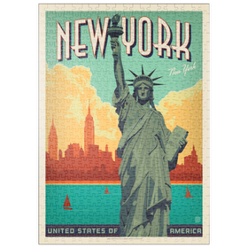 Darstellung des Puzzle Motivs New York City: Lady Liberty, Vintage Poster - Puzzleteile: 500