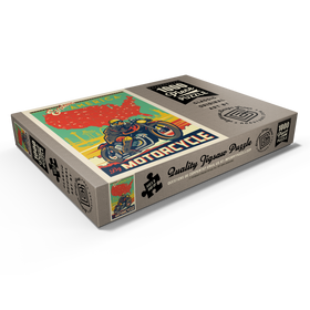 Darstellung des Puzzle Motivs Amerika mit dem Motorrad erkunden, Vintage Poster - Puzzleteile: 1000