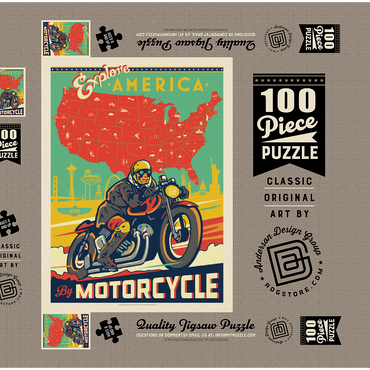 Explore America by Motorcycle 100 Puzzle Schachtel 3D Modell