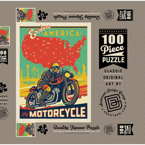 Explore America by Motorcycle 100 Puzzle Schachtel 3D Modell