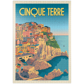 Darstellung des Puzzle Motivs Italien: Cinque Terre, Vintage Poster - Puzzleteile: 1000