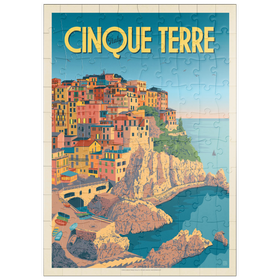 Darstellung des Puzzle Motivs Italien: Cinque Terre, Vintage Poster - Puzzleteile: 100