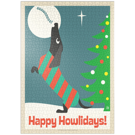 Darstellung des Puzzle-Motivs Happy Howlidays, Vintage Poster – Puzzleteile: 1000