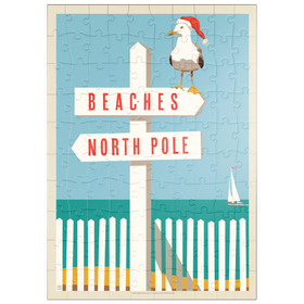 Darstellung des Puzzle Motivs Strand/Nordpol, Vintage Poster - Puzzleteile: 100