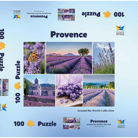 Lavendelfelder in der Provence bei Valensole 100 Puzzle Schachtel 3D Modell