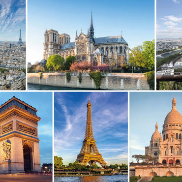 Paris - Notre Dame, Eiffelturm und Sacre Coeur 1000 Puzzle 3D Modell