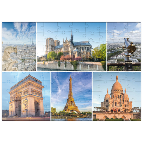 puzzleplate Paris - Notre Dame, Eiffelturm und Sacre Coeur 100 Puzzle