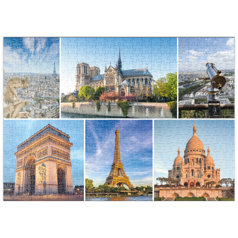 puzzleplate Paris - Notre Dame, Eiffelturm und Sacre Coeur 500 Puzzle