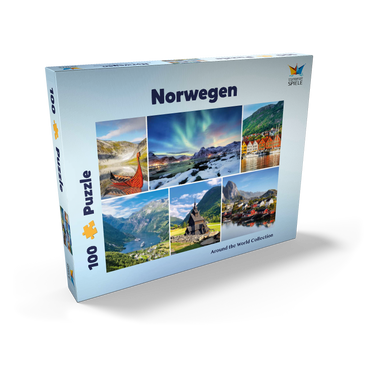 Norwegen - Lofoten, Nordlichter und Geirangerfjord 100 Puzzle Schachtel Ansicht2