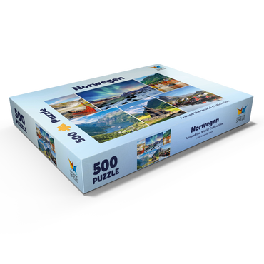 Norwegen - Lofoten, Nordlichter und Geirangerfjord 500 Puzzle Schachtel Ansicht1