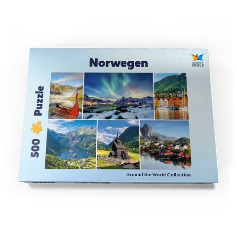 Norwegen - Lofoten, Nordlichter und Geirangerfjord 500 Puzzle Schachtel Ansicht3