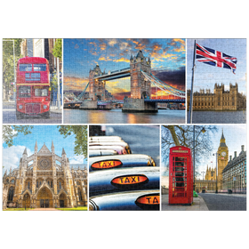 Darstellung des Puzzle-Motivs London - Big Ben, Tower Bridge und Westminster Abbey – Puzzleteile: 1000