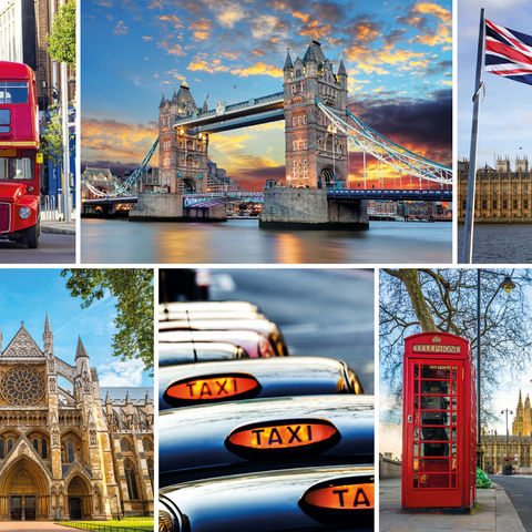 London - Big Ben, Tower Bridge und Westminster Abbey 1000 Puzzle 3D Modell