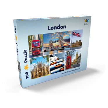 London - Big Ben, Tower Bridge und Westminster Abbey 100 Puzzle Schachtel Ansicht2