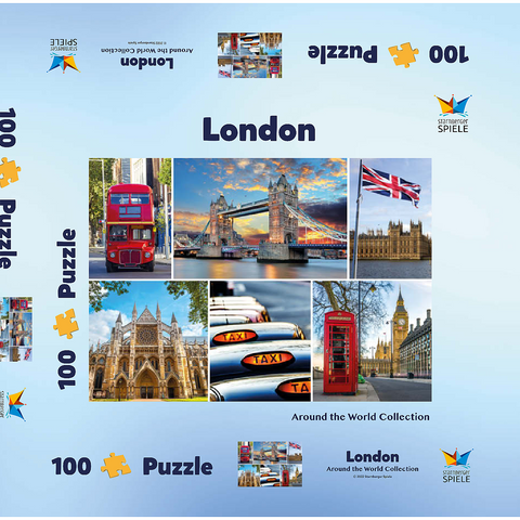 London - Big Ben, Tower Bridge und Westminster Abbey 100 Puzzle Schachtel 3D Modell