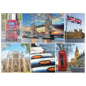 Darstellung des Puzzle Motivs London - Big Ben, Tower Bridge und Westminster Abbey - Puzzleteile: 200