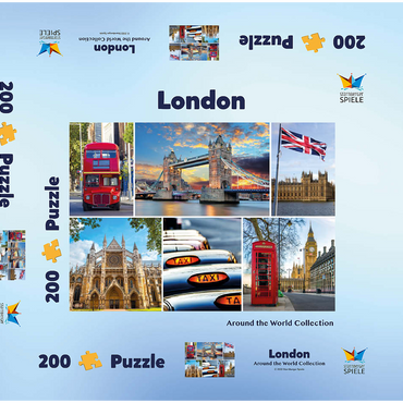 London - Big Ben, Tower Bridge und Westminster Abbey 200 Puzzle Schachtel 3D Modell