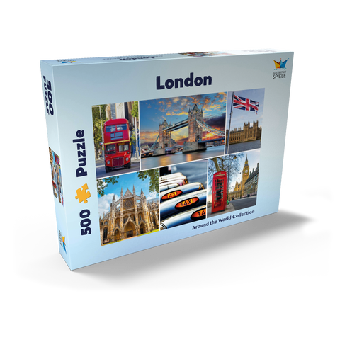 London - Big Ben, Tower Bridge und Westminster Abbey 500 Puzzle Schachtel Ansicht2