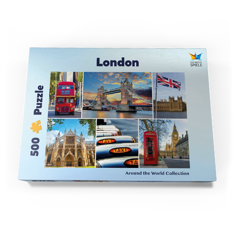 London - Big Ben, Tower Bridge und Westminster Abbey 500 Puzzle Schachtel Ansicht3