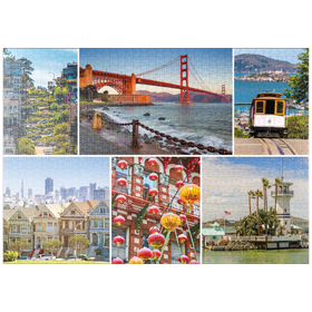 Darstellung des Puzzle Motivs San Francisco - Golden Gate Bridge und Lombard Street - Puzzleteile: 1000