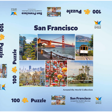 San Francisco - Golden Gate Bridge und Lombard Street 100 Puzzle Schachtel 3D Modell