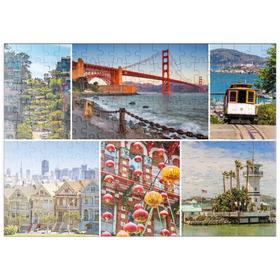 Darstellung des Puzzle Motivs San Francisco - Golden Gate Bridge und Lombard Street - Puzzleteile: 200