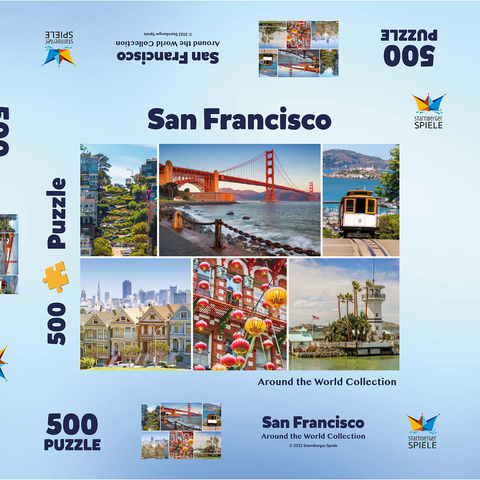 San Francisco - Golden Gate Bridge und Lombard Street 500 Puzzle Schachtel 3D Modell