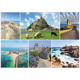 Darstellung des Puzzle Motivs Bretagne - Mont Saint Michel, Saint Malo und Locronan - Puzzleteile: 1000