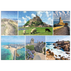 Darstellung des Puzzle-Motivs Bretagne - Mont Saint Michel, Saint Malo und Locronan – Puzzleteile: 100