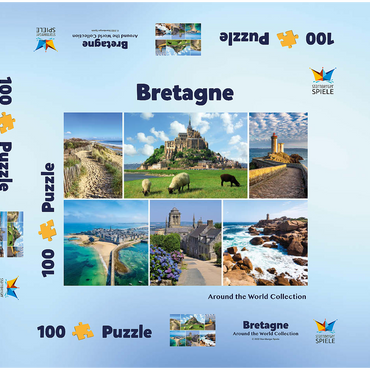 Bretagne - Mont Saint Michel, Saint Malo und Locronan 100 Puzzle Schachtel 3D Modell