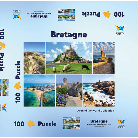 Bretagne - Mont Saint Michel, Saint Malo und Locronan 100 Puzzle Schachtel 3D Modell