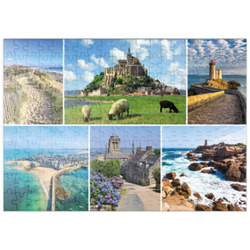Darstellung des Puzzle Motivs Bretagne - Mont Saint Michel, Saint Malo und Locronan - Puzzleteile: 200