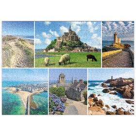 Darstellung des Puzzle Motivs Bretagne - Mont Saint Michel, Saint Malo und Locronan - Puzzleteile: 500