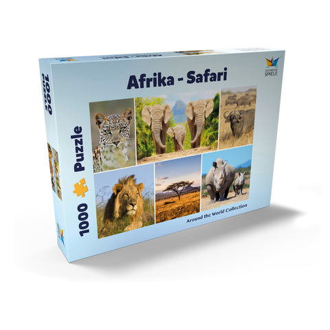 Afrika-Safari - Löwe, Elefant, Leopard, Nashorn, Büffel 1000 Puzzle Schachtel Ansicht2