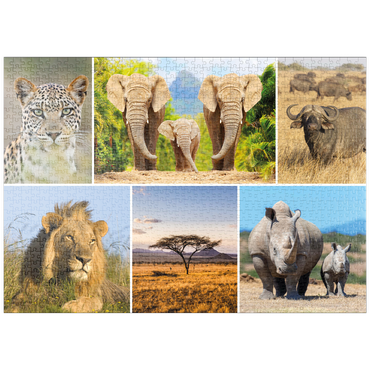 puzzleplate Afrika-Safari - Löwe, Elefant, Leopard, Nashorn, Büffel 1000 Puzzle
