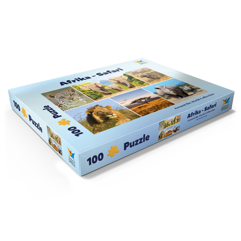 Afrika-Safari - Löwe, Elefant, Leopard, Nashorn, Büffel 100 Puzzle Schachtel Ansicht1