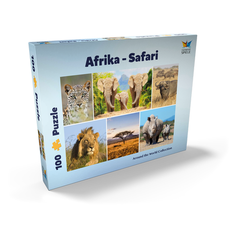 Afrika-Safari - Löwe, Elefant, Leopard, Nashorn, Büffel 100 Puzzle Schachtel Ansicht2