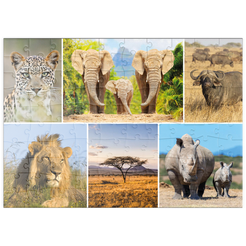 puzzleplate Afrika-Safari - Löwe, Elefant, Leopard, Nashorn, Büffel 100 Puzzle