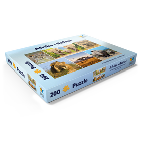 Alternative Darstellung des Puzzle-Motivs Afrika-Safari - Löwe, Elefant, Leopard, Nashorn, Büffel – Puzzleteile: 200