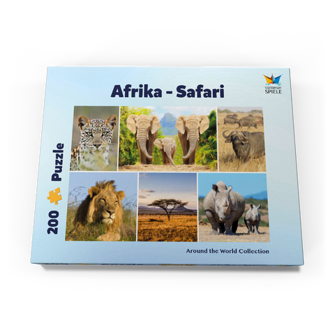 Afrika-Safari - Löwe, Elefant, Leopard, Nashorn, Büffel 200 Puzzle Schachtel Ansicht3