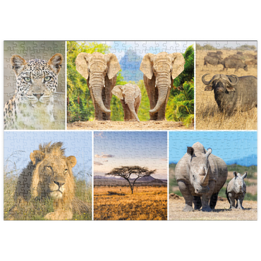 puzzleplate Afrika-Safari - Löwe, Elefant, Leopard, Nashorn, Büffel 500 Puzzle
