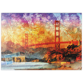 Darstellung des Puzzle Motivs Golden Gate Bridge - San Francisco - Kalifornien - Puzzleteile: 500