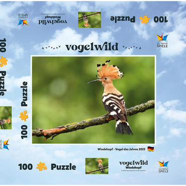 Wiedehopf - Vogel des Jahres 2022 100 Puzzle Schachtel 3D Modell