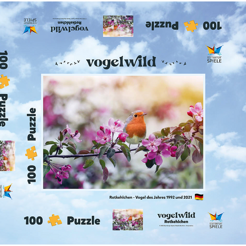 Rotkehlchen - Vogel des Jahres 2021 100 Puzzle Schachtel 3D Modell
