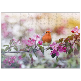 Darstellung des Puzzle-Motivs Rotkehlchen - Vogel des Jahres 2021 – Puzzleteile: 200