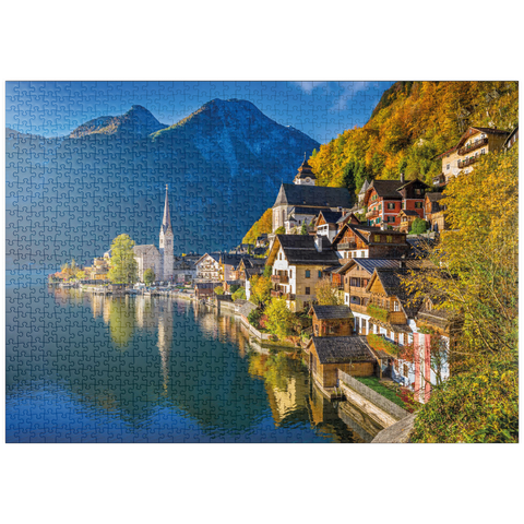 puzzleplate Hallstatt in Österreich, Hallstätter See - Unesco Weltkulturerbe 1000 Puzzle