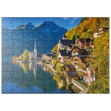 puzzleplate Hallstatt in Österreich, Hallstätter See - Unesco Weltkulturerbe 100 Puzzle