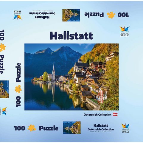 Hallstatt in Österreich, Hallstätter See - Unesco Weltkulturerbe 100 Puzzle Schachtel 3D Modell